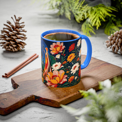 🌺🐦 The Enchanted Birdcage Garden Colorful Mug – Art Deco Floral Fantasy