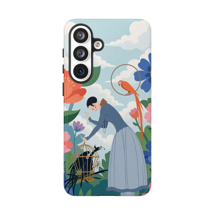 🦜🌺 The Lady Of The Garden Aviary Phone Case – Art Deco Floral Whimsy