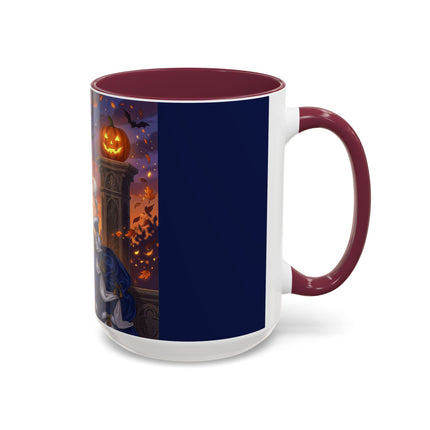 🎃💙 The Pumpkin Lantern Courtship Colorful Mug – Romantic Halloween Elegance