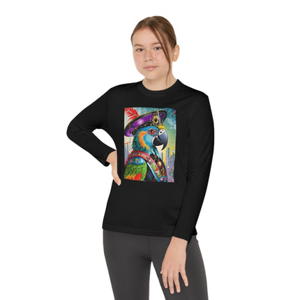 Tech Plumes Youth Long Sleeve Competitor Tee – Neon Wings & Cyberpunk Adventure