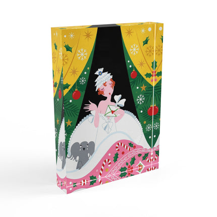 💌🎄 The Christmas Letter Of Holly House Acrylic Art Block – Whimsical Art Deco Holiday Charm