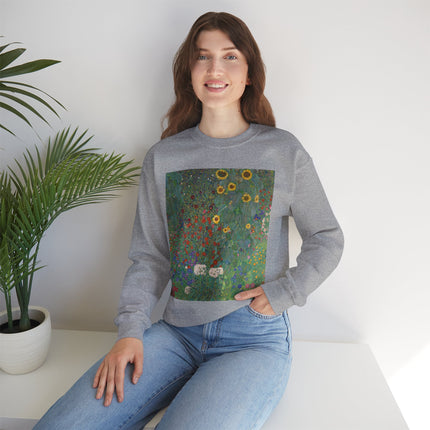 Farm Garden with Sunflowers by Gustav Klimt Heavy Blend™ Crewneck Sweatshirt