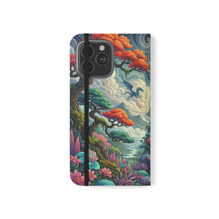 Mystic Guardian of the Sky Flip Case – Warrior Fairy & Turquoise Dragon