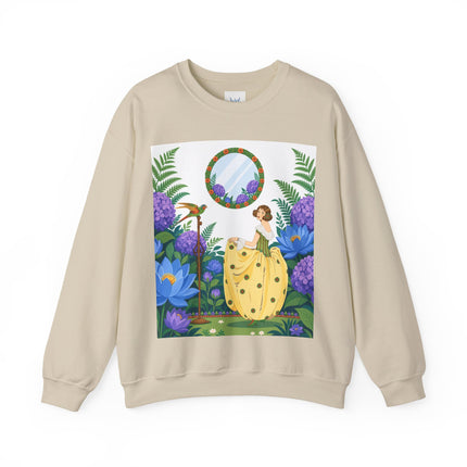 🦜🪷 The Parrot Garden Reflection Crewneck Sweatshirt – Art Deco Fashion Whimsy