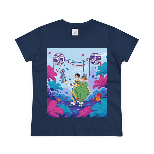 🎭🌸 The Garden Masquerade Cotton Tee – Art Deco Floral Whimsy