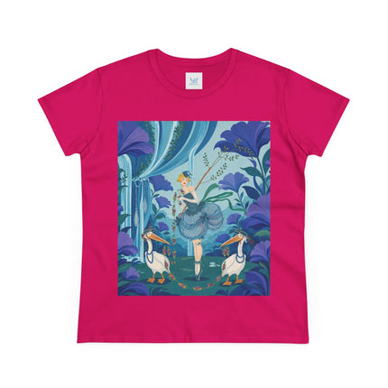 🪶🌺 The Pelican Garden Dance Cotton Tee – Art Deco Botanical Whimsy