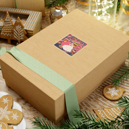 🎀🔥 Christmas By The Fireside Kiss-Cut Sticker – Art Deco Holiday Elegance