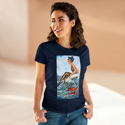Playful Waves and Fashion Follies Women's Midweight Cotton Tee