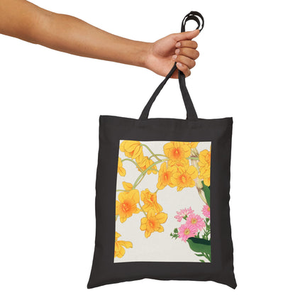 Golden Bow Orchid by Tanigami Kônan Cotton Canvas Tote Bag