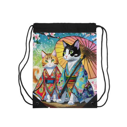 Kimono Kitties Drawstring Bag
