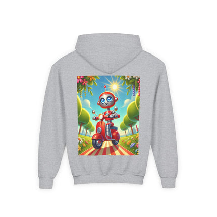 The Traveling Robot Youth Hooded Sweatshirt – Adventure, Curiosity & Playful Discovery