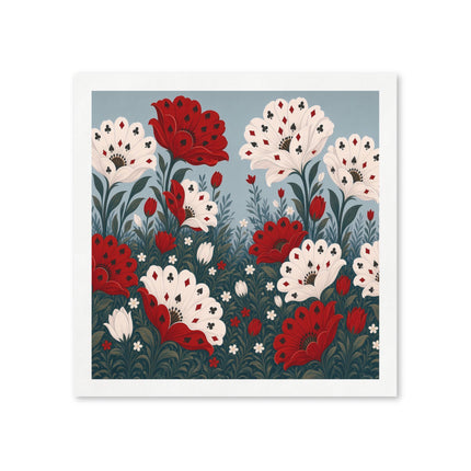 🃏🌺 The Enchanted Playing Card Flower Garden Napkins – Whimsical Botanical Fantasy