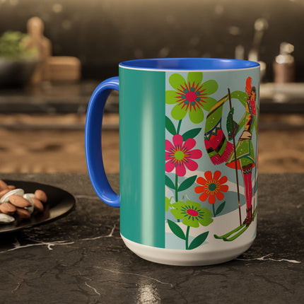 🎿🌸 The Winter Flower Adventurer Colorful Mug – Colorful Ski Fantasy