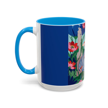 The Lady Of The Scarlet Bow Colorful Mugs – Art Deco Botanical Archer Elegance