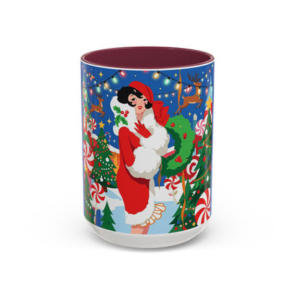 🦌🍬 The Lady Of The Peppermint Christmas Garden Colorful Mug – Colorful Art Deco Holiday Fantasy