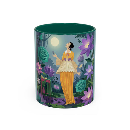 The Lady Of The Moonlit Garden Colorful Mugs – Art Deco Botanical Serenity