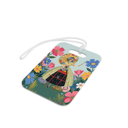 🌸🪞 The Floral Parasol Reflection Luggage Tag – Art Deco Garden Fantasy