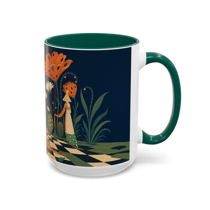 🌼🧡 The Midnight Floral Masquerade Colorful Mug – Art Deco Fashion Fantasy