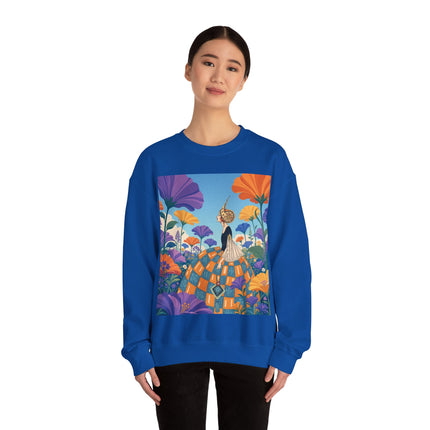 🌺🧡 The Lady Of The Golden Garden Crewneck Sweatshirt – Art Deco Fashion Fantasy
