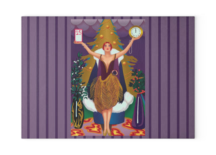 Countdown to Christmas Elegance Glass Cutting Board