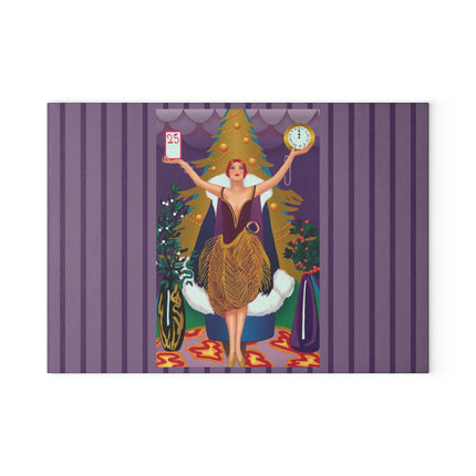 Countdown to Christmas Elegance Glass Cutting Board