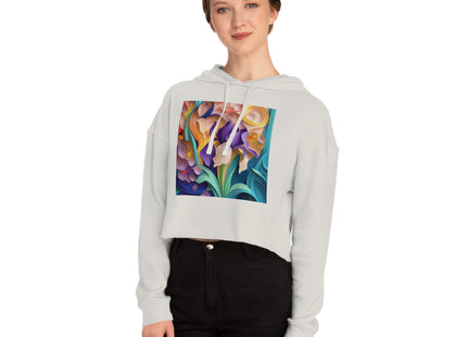 The Elegant Iris Flower Women’s Cropped Hooded Sweatshirt