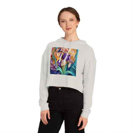 The Elegant Iris Flower Women’s Cropped Hooded Sweatshirt