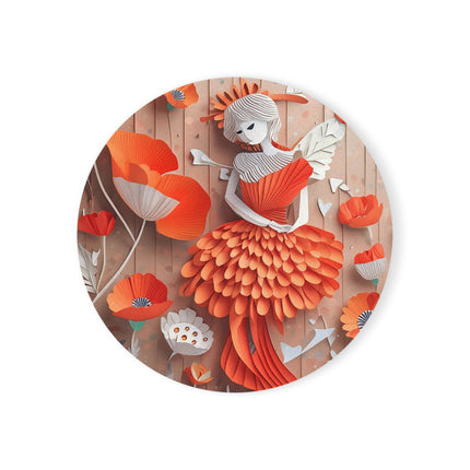 Poppy Fairy Cork Back Coaster