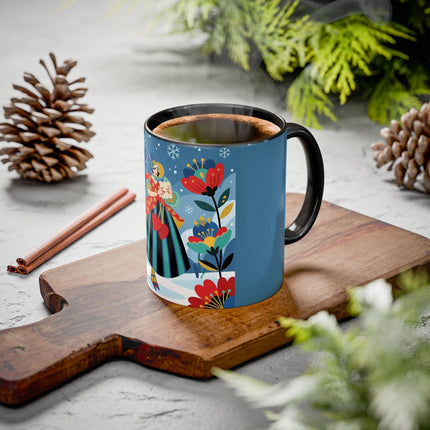 ❤️❄️ The Winter Heart Messenger Colorful Mug – Art Deco Snow Garden Fantasy