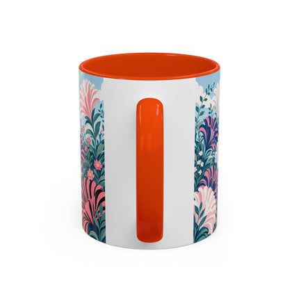 🌸🦋 The Enchanted Pink Blossom Retreat Colorful Mug – Art Deco Floral Whimsy