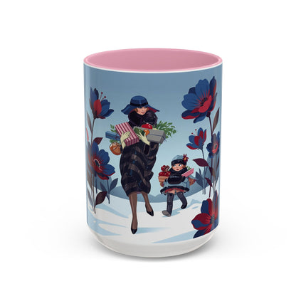🎁🌺 The Christmas Gift Garden Stroll Colorful Mug – Art Deco Holiday Fantasy