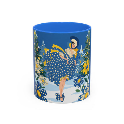 💙🌼 The Bluebell Christmas Promenade Colorful Mug – Art Deco Holiday Fantasy