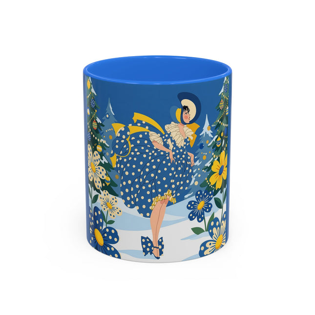 💙🌼 The Bluebell Christmas Promenade Colorful Mug – Art Deco Holiday Fantasy