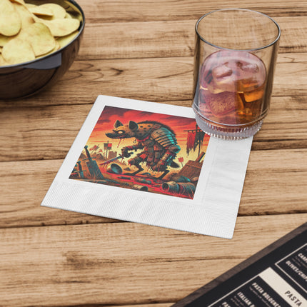 The Cunning Scavenger White Coined Napkins