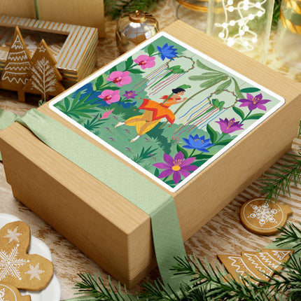 🦜🌺 The Parrot Dancer Kiss-Cut Stickers – Art Deco Tropical Whimsy