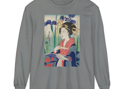 Woman with Bookmark and Book Garment-dyed Long Sleeve T-Shirt