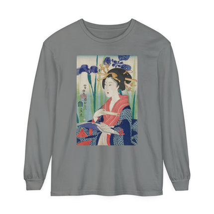 Woman with Bookmark and Book Garment-dyed Long Sleeve T-Shirt