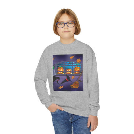 Whimsical Halloween Mischief Youth Crewneck Sweatshirt