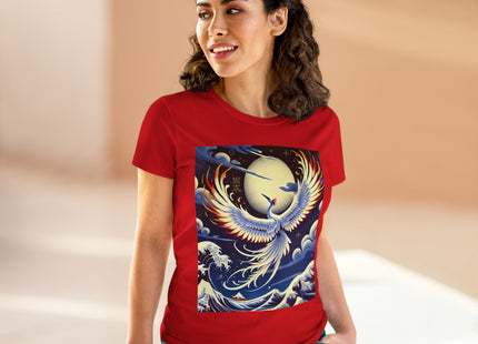Majestic White Crane Women's Midweight Cotton Tee