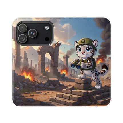 🐆🔭 The Snow Leopard Lookout Flip Case – Adventure, Curiosity & Fearless Style