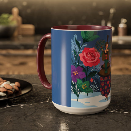 🌹❄️ The Holly Rose Of Winter Colorful Mug – Art Deco Christmas Garden