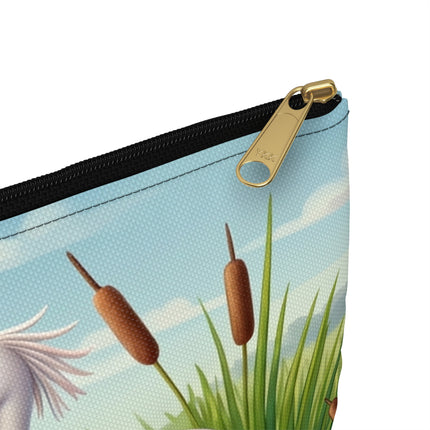 Geisha Kitten Strolls Among the Spoonbills Accessory Pouch – Serene Grace & Marshland Wonder