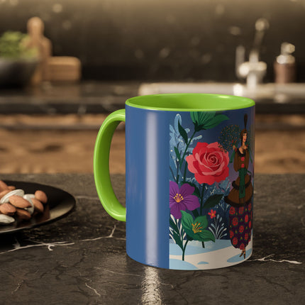 🌹❄️ The Holly Rose Of Winter Colorful Mug – Art Deco Christmas Garden