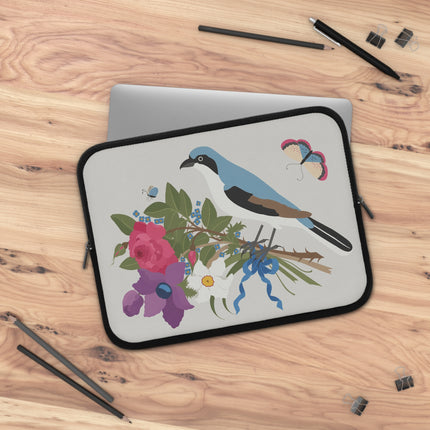 🐦🦋 Bluebird & Butterfly Laptop Sleeve – Elegant Charm & Springtime Grace