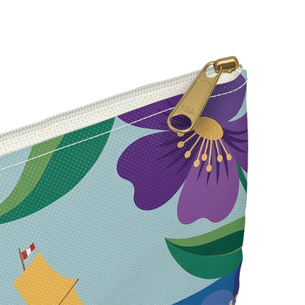 🌊🔭 The Lady Of The Seaside Lookout Accessory Pouch – Art Deco Nautical Adventure
