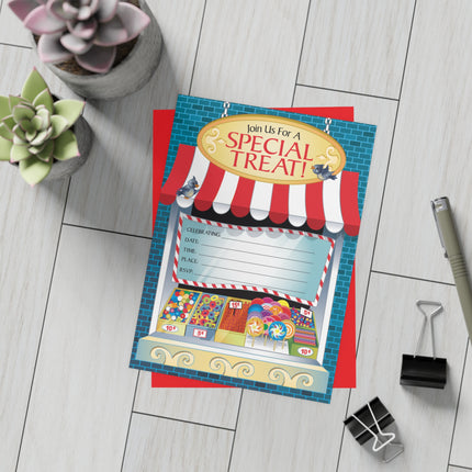 Join Us for a Special Treat Party Invitation! Bundles of 10, 30, 50 Pieces Available (envelopes included)