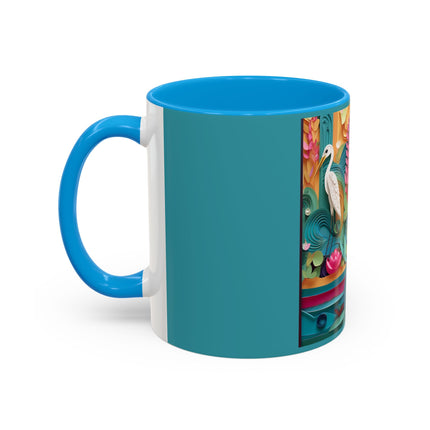 Elegant Egret Oasis Colorful Mugs (11oz, 15oz)