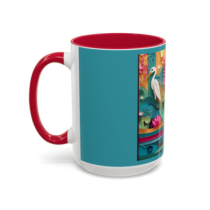 Elegant Egret Oasis Colorful Mugs (11oz, 15oz)