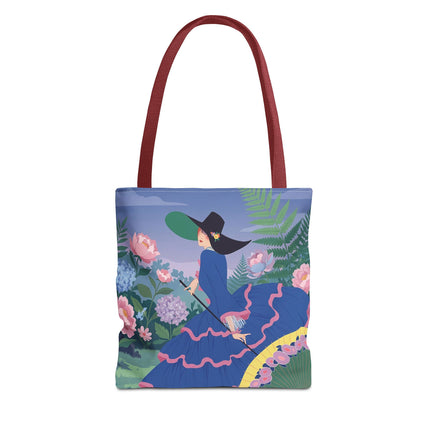 🌸💙 The Lady Of The Blue Garden Promenade Tote Bag – Art Deco Floral Fashion