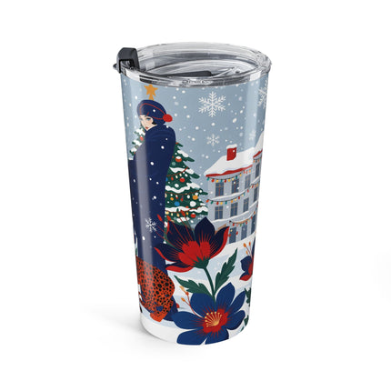 🐆❄️ The Lady Of The Snow Leopard Stroll Tumbler – Art Deco Holiday Adventure